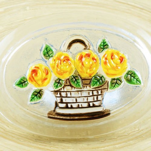 1pc cristal jaune vert marron camée fleurs bouquet à la main tchèque bouton de verre de grande taill sku-37621