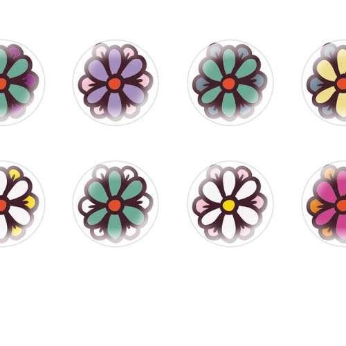 12pcs x 16mm main ronde verre tchèque en forme de dôme cabochons fleurs 110 s5t571 sku-23493