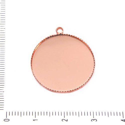 2pcs plaqué or rose plat rond pendentif cabochon camée paramètre de tiroir en métal conclusions de 2 sku-37957