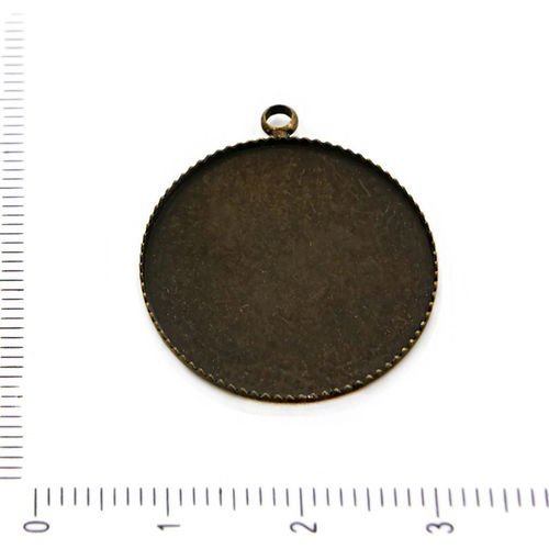 2pcs bronze antique plat rond pendentif cabochon camée paramètre de tiroir en métal conclusions de 2 sku-37958