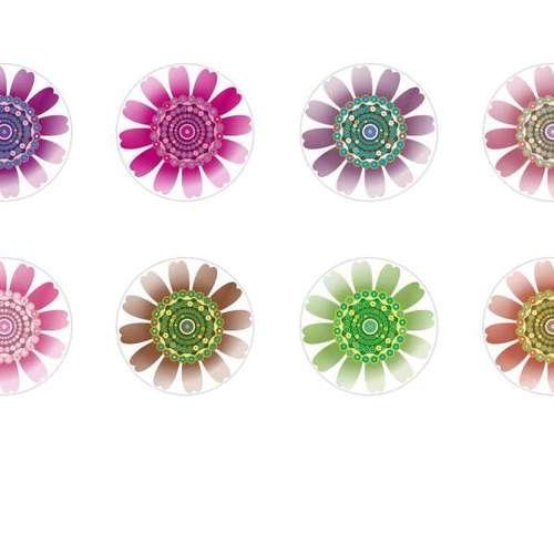 12pcs x 18mm main ronde verre tchèque en forme de dôme cabochons fleurs 183 s4t298 sku-25459