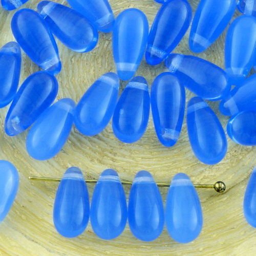 30pcs cristal bleu opale de larme une de poire verre tchèque perles de 12 mm x 5mm sku-34403