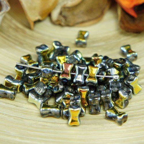 Nouvelle forme 60pcs métallique marea or verre tchèque petit noeud perles en os pressé écarteur 3mm  sku-26478