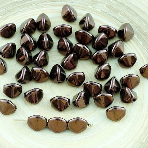 50pcs métallique brillant bronze brun lustre grosse pincée bicone facettes en verre tchèque perles d sku-28674
