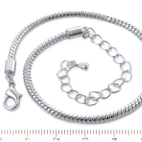 2pcs platinum argent antique charme européen serpent bracelet chaîne en laiton cordon avec fermoir e sku-38437