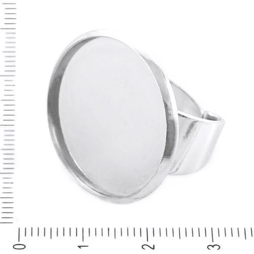 1pc argent plaqué plat réglable lunette ronde bague de réglage de base de métal conclusions camée pl sku-37953