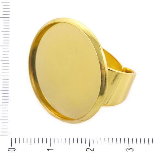 1pc plaqué or réglable plat lunette ronde bague de réglage de base de métal conclusions camée platea sku-37954