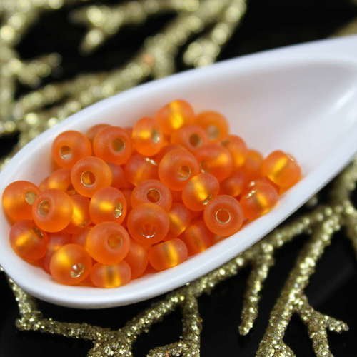 20g orange mat argent bordée d'halloween verre tchèque ronde perles de rocaille 5/0 preciosa de entr sku-19592