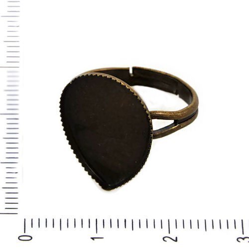 2pcs bronze antique lunette réglable anneau de base vide la poire cabochon en forme de larme réglage sku-37990