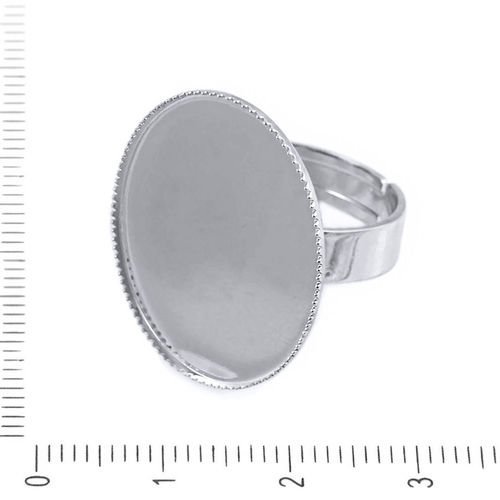 2pcs argent antique plaqué de platine tone lunette réglable anneau de base vierge ovale cabochon de  sku-37994