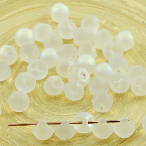 30pcs matte crystal ab dépoli champignon bouton de verre tchèque perles de 6mm x 5mm sku-30968