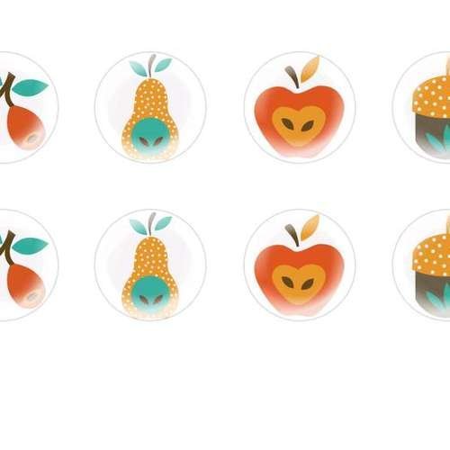 12pcs x 12mm main rond en forme de dôme verre tchèque en de cabochon fruits d'automne s7t70 sku-20231