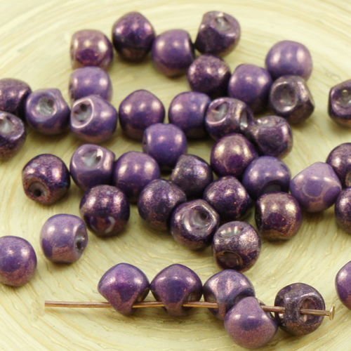 30pcs vega violet lustre champignon bouton de verre tchèque perles de 6mm x 5mm sku-30985