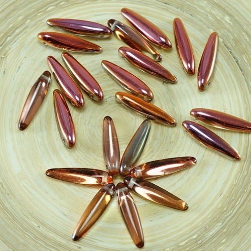 30pcs capri gold demi-verre tchèque preciosa épine poignard perles feuille plate de 5 mm x 16mm sku-26912