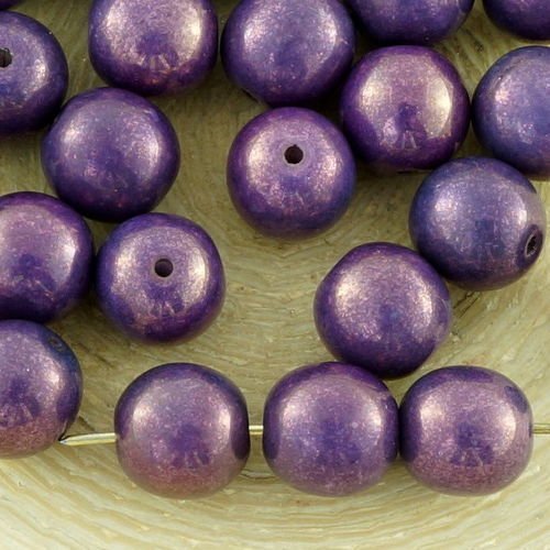 20pcs blanc albâtre opale vega violet lustre rond druk entretoise de semences de verre tchèque perle sku-33700