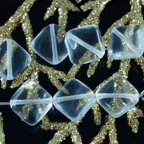Claire en cristal tchèque de verre plat losange en perles de carré de 10mm x 11mm 30pcs sku-18504