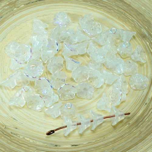 40pcs ab cristal de verre tchèque bell fleur de perle de bouchons 7mm x 5mm sku-26788