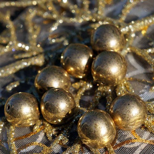 8pcs grande métalliques âgés de couleur or foncé verre tchèque perles rondes 12mm sku-16718