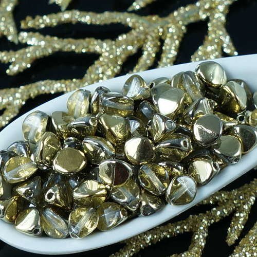 60pcs cristal ambre pincée tchèque perles de verre de 5mm sku-18799