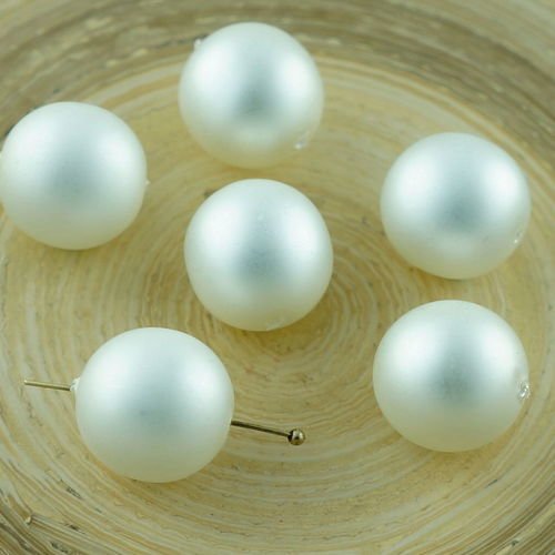 6pcs grande perle d'imitation blanc mat verre tchèque ronde perles 14mm sku-29095