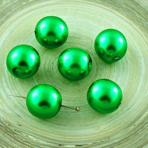 10pcs gros imitation de perles vert verre tchèque rondes 12mm sku-29098
