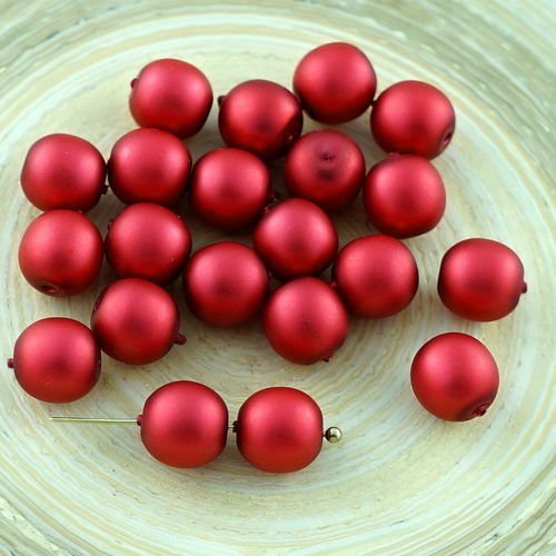 20pcs mat rouge imitation de perles de verre tchèque rondes 8mm sku-29117