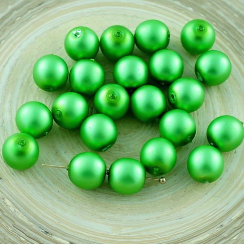 20pcs mat vert imitation de perles de verre tchèque rondes 8mm sku-29118