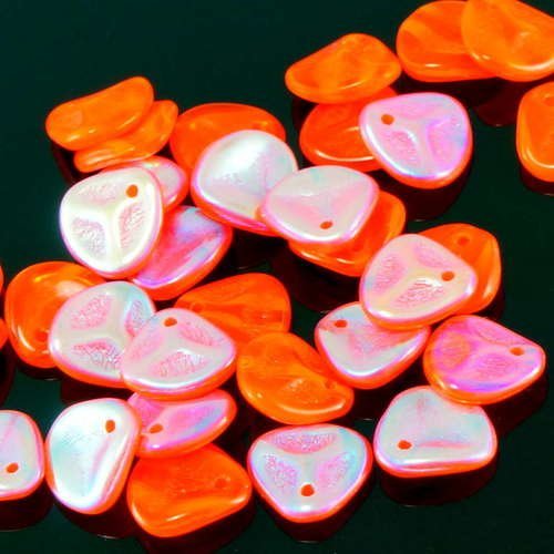 50pcs orange ab moitié de revêtement halloween verre tchèque de pétale de rose perles pressées à pla sku-19189