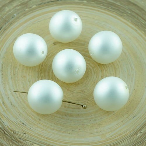 10pcs grande perle d'imitation blanc mat verre tchèque perles rondes 12mm sku-29097