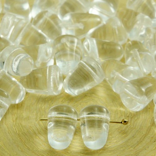 14pcs cristal clair cône de bonbon pointes crampons gum drop tchèque perles de verre de 10mm x 7mm sku-33546