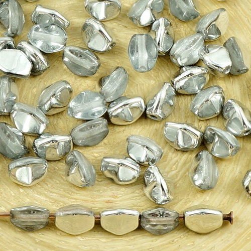 60pcs cristal clair métallisé-labrador argent de la moitié pincée bicone à facettes entretoise tchèq sku-35623