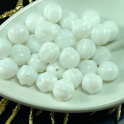 Blanc opaque verre tchèque melon perles de citrouille d'halloween à l'automne 8mm 22pcs sku-21425