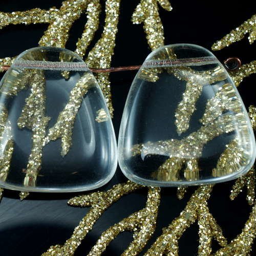Crystal clear grand verre tchèque plat trapèze perles focal pendentif 23mm x 22mm 2pcs sku-21456