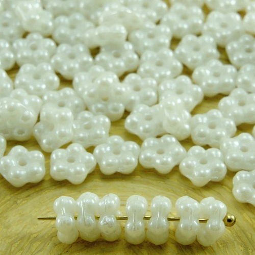 80pcs opaque blanc albâtre lustre petit plat ne-m'oubliez-pas de fleurs spacer perle caps tchèque pe sku-33801