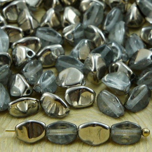 60pcs crystal metallic silver demi-pincée bicone à facettes entretoise tchèque perles de verre de 5m sku-33884