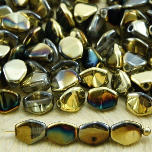 60pcs crystal metallic or en californie nuits pincée bicone à facettes entretoise tchèque perles de  sku-33891