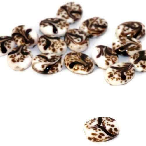 Blanc brun-noir-grâce lampwork perles paire tchèque à la main en verre sra artisanal de noël de auto sku-17764