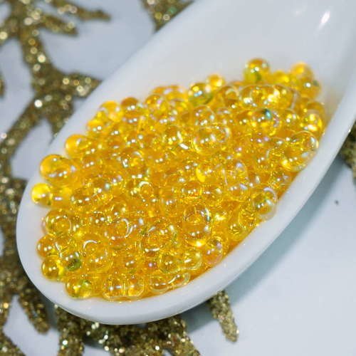Perles de rocaille en verre 2mm 20g jaune orange irisé