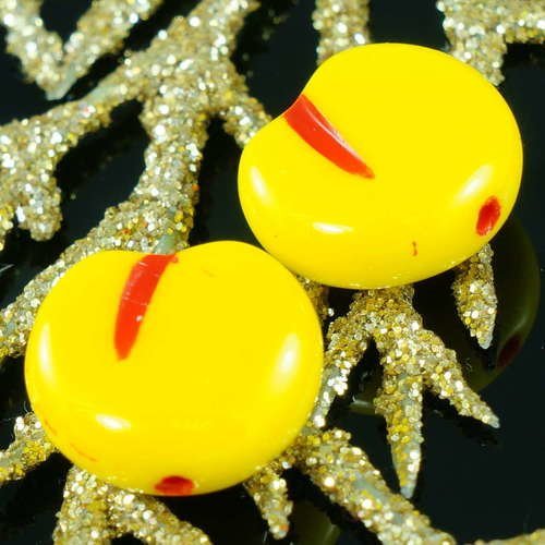 Opaque jaune abricot verre tchèque perles de de fruits carmen miranda bijoux automne 11mm x 12mm 6pc sku-18064