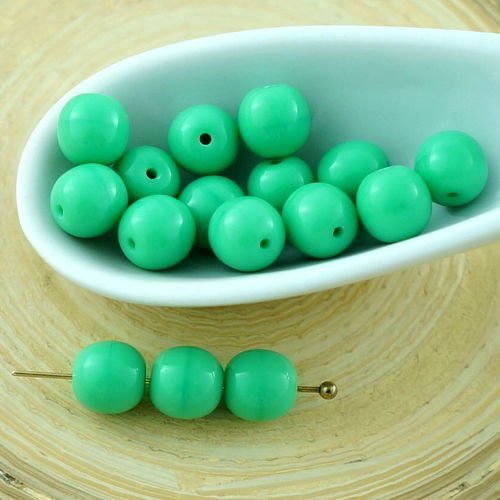 40pcs opaque vert clair turquoise verre tchèque perles de 6mm sku-29186