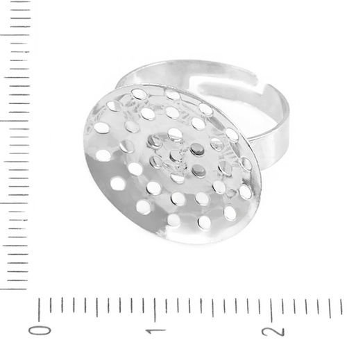 2pcs argenté tamis pad perles anneau ajustable vide de la base de paramètres cabochon camée plateau  sku-37952