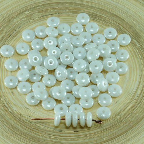60pcs éclat blanc verre tchèque disque rondelle perles solo plat espaceur un trou de 6mm sku-26745