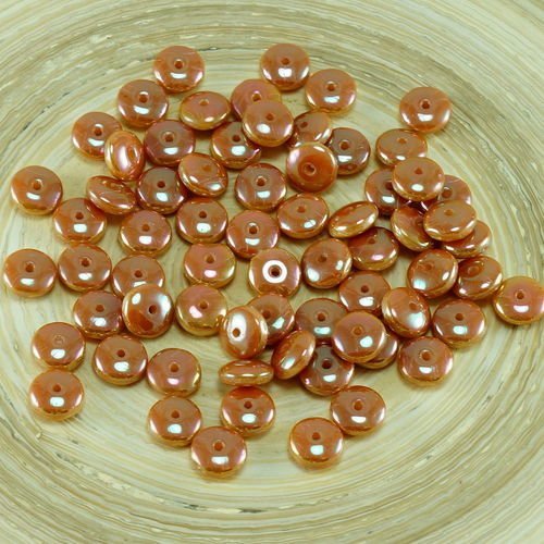 60pcs abricot orange ab verre tchèque disque rondelle perles solo plat espaceur un trou de 6mm sku-26750