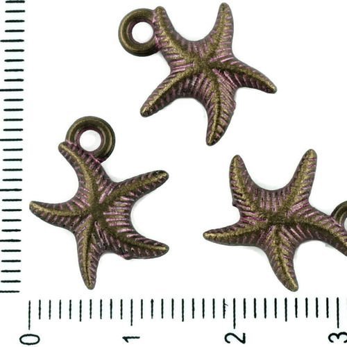 8pcs tchèque valentine rose patine bronze antique ton étoile de mer des animaux marins en mer charms sku-33951