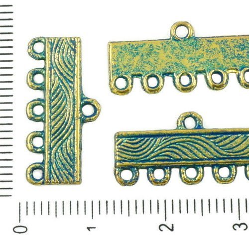 12pcs antique tons d'or de bleu patine de lavage multi-trous des connecteurs rectangle bars lustre p sku-37092