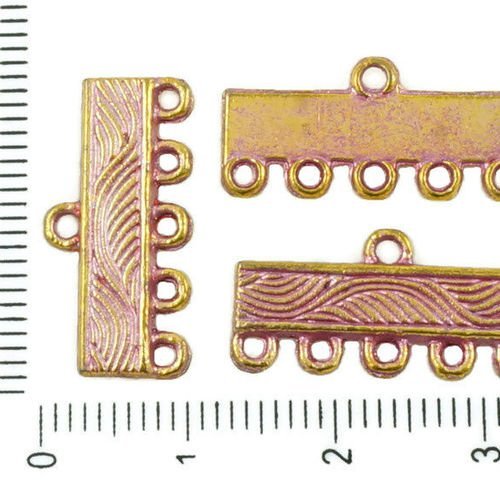 12pcs antique de l'or de tonalité rose patine de lavage multi-trous des connecteurs rectangle bars l sku-37093