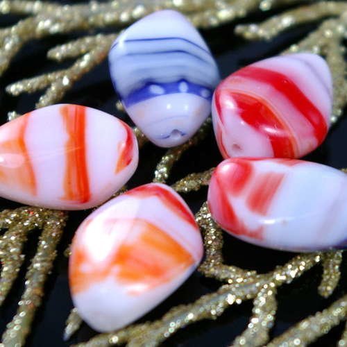 Grand picasso multicolore blanc à facettes losange en verre tchèque perles 18mm x 13mm 6pcs sku-18197