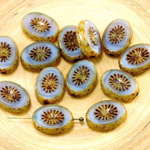 8pcs picasso marron soie violet opal rustique de la fenêtre de la table de découpe à plat kiwi ovale sku-27423