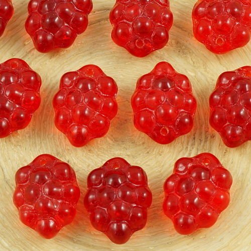 10pcs cristal rouge rubis verre tchèque perles de raisin vin de fruits d'automne 14mm x 11mm sku-35766