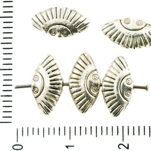 30pcs antique ton argent plat losange en mer de poissons marins perles charmes des deux côtés 12mm x sku-37352